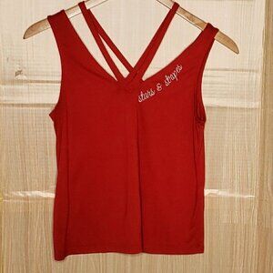 Fifth & Sun Womens Red Stars & Stripes Strappy Tank Top Large